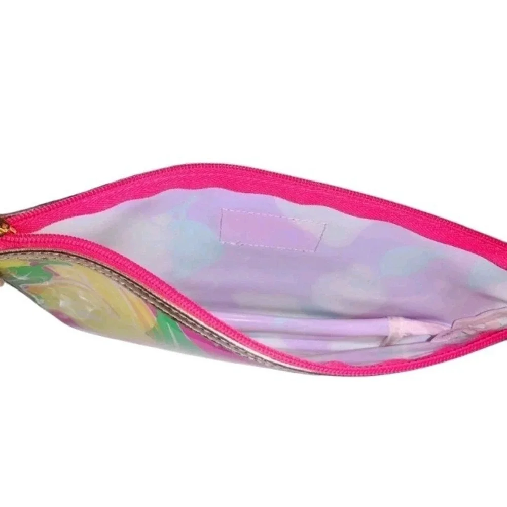 Lilly Pulitzer Estee Lauder makeup‎ bag Lipstick Flowers Pink/Green Lemons